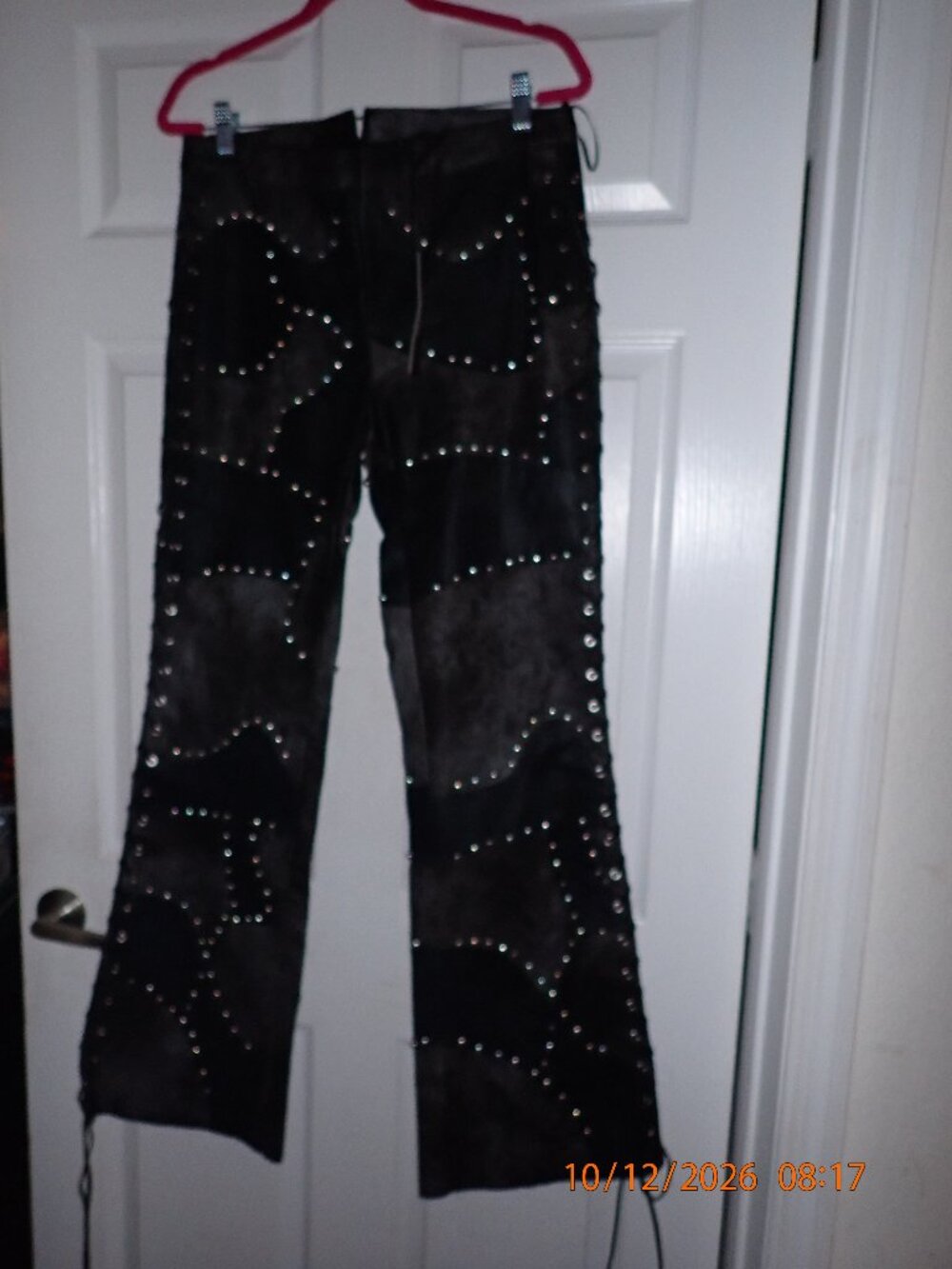 Black & Gray Patchwork Studed Pants